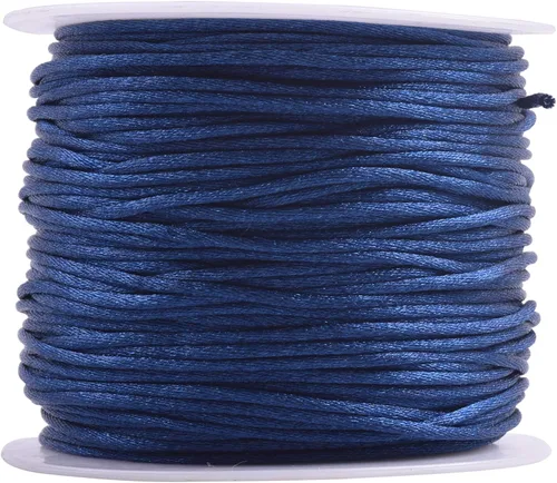Miniatura 130 de KONMAY 80 Yardas 1.0mm Cordón Rattail de Nylon Satén Seda Trim Hilo para Cuentas para Nudos Chinos, Kumihimo, Trabajo con Cuentas, Macramé, 2-Azul