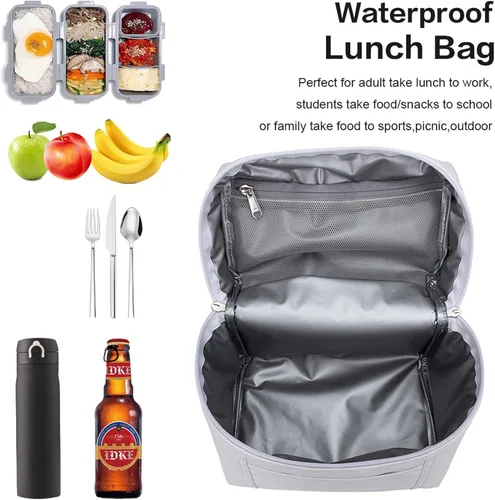Miniatura 6 de NOL Natural Organic Lifestyle - Bolsas de almuerzo aisladas para mujer, bolsa de refrigeración ligera de nailon impermeable para el trabajo Blanco