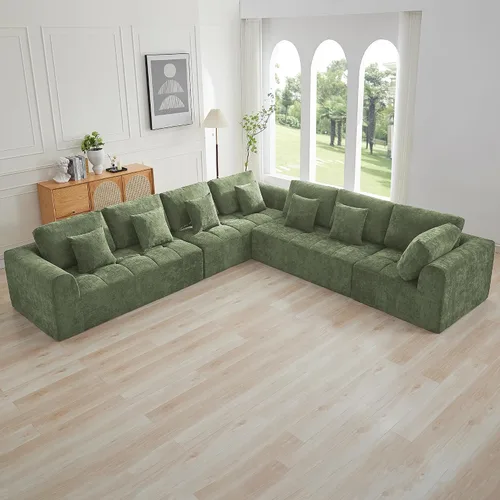 Miniatura 27 de Sofás modulares deshuesados de 140 pulgadas para sala de estar, sofá modular modular de nube comprimida, sofá moderno en forma de U de 9 plazas Gris