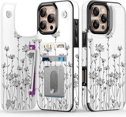 Miniatura 80 de FUNMIKO Funda tipo cartera para iPhone 13 con tarjetero, bloqueo RFID, protección de grado militar y obras de arte impresas con rayos UV, cierre