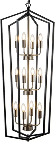 Miniatura 11 de Lanhall Candelabro de Casa de Campo de 4 Luces, Iluminación Colgante Industrial Rústica, Jaula Metálica de Altura Ajustable E26, Luces Colgantes