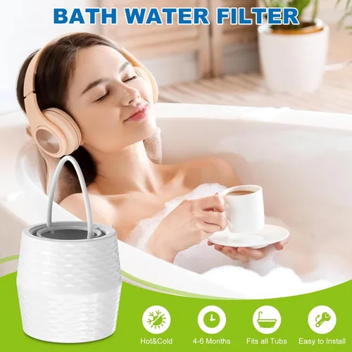 Miniatura 6 de Filtro de baño para bañera – Filtro de agua de baño KDF-55 para grifo de bañera, elimina la mayoría de cloro, plomo, fluoruro y metales pesados