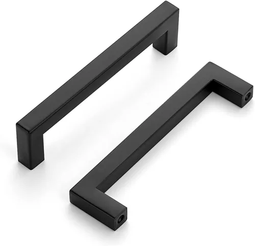 Miniatura 15 de Tiradores negros para gabinetes de cocina, tiradores negros para cajones de acero inoxidable cuadrados