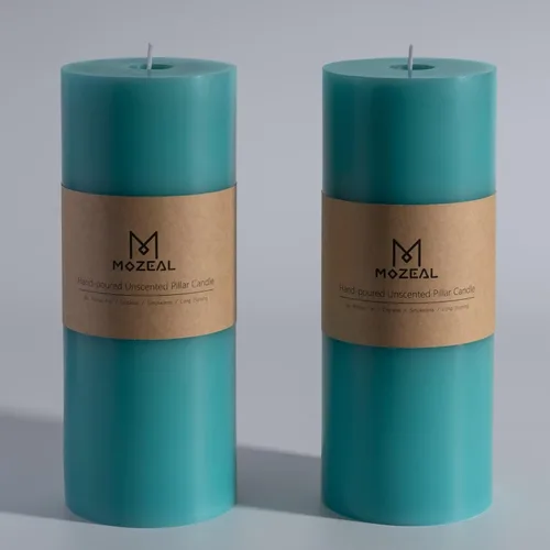 Miniatura 136 de MOZEAL Velas grandes sin perfume vertidas a mano de 3 x 8 pulgadas, sin humo, juego de 2, combustión lenta, sin goteo, aproximadamente 150 horas
