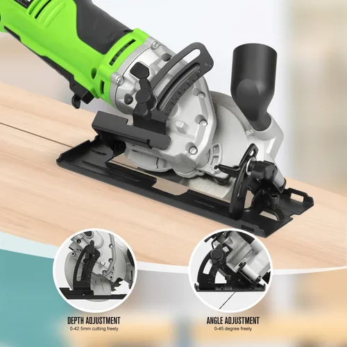 Miniatura 6 de GALAX PRO Mini sierra circular de 710 W, 3 hojas de sierra (4.528 in), sierra circular eléctrica de 5200 RPM, profundidad de corte de 1-2/3 pulgadas