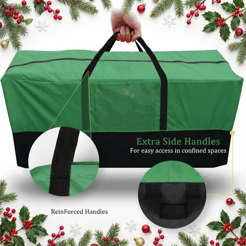Miniatura 5 de Bolsa de almacenamiento para árbol de Navidad - Se adapta a árboles artificiales de hasta 8 pies de alto - Bolsa de almacenamiento festivo Verde