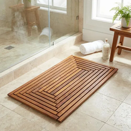 Miniatura 2 de Bare Decor Giza - Tapete para puerta de ducha, spa y madera maciza de teca, 36 x 20 pulgadas