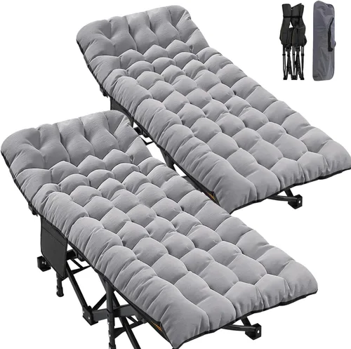 Miniatura 15 de ABORON Catre de Camping para Adultos de 28" Extra Ancho, Resistente 1200D Oxford Catre para Dormir, Cama de Campamento Plegable Portátil con Gris