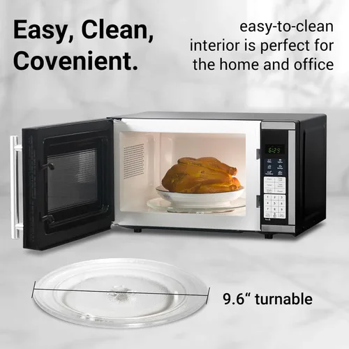 Miniatura 5 de Hornos microondas para encimera, 0.7 pies cúbicos, horno microondas de 700 vatios con iluminación LED, plato giratorio y bloqueo para niños