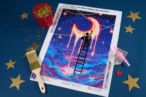 Miniatura 5 de DIAMOND ART CLUB Paint The Moon - Kit de pintura de diamantes, manualidades divertidas para adultos, lienzo cuadrado de diamante, 13 x 18 pulgadas