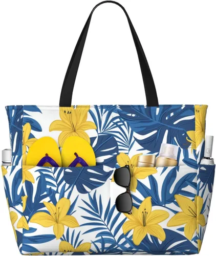 Miniatura 25 de Bolsa de playa para mujer, bolsa de playa impermeable y a prueba de arena con bolsa húmeda, bolsa de viaje grande para viajes de fin de semana