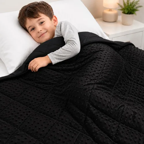 Miniatura 16 de MAXTID Manta con Peso para Niños de 3 Libras Mantas Pesadas Reversibles Negras 36"x48" Manta Cálida Hush Regalos