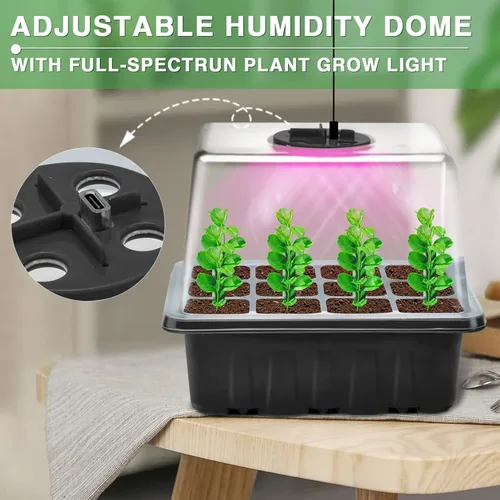 Miniatura 6 de Bandeja de inicio de semillas YAUNGEL con luz de crecimiento, kit de inicio de semillas de 4 piezas con controlador de temporización y brillo Negro