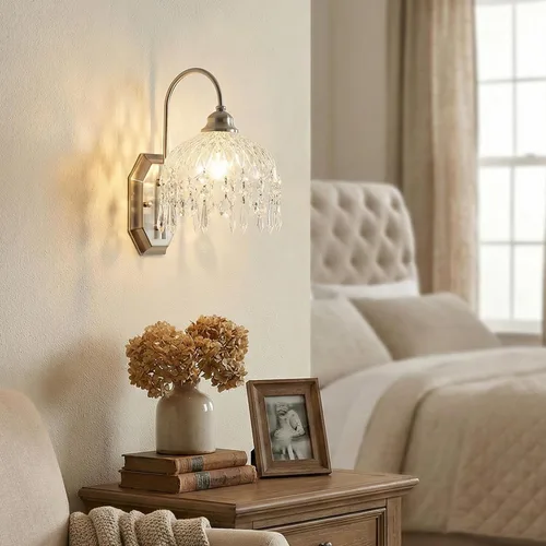 Miniatura 5 de Juego de 2 apliques de pared modernos, cristal de cristal, apliques de níquel para decoración de pared, juego de 2 acabados, para dormitorio, baño