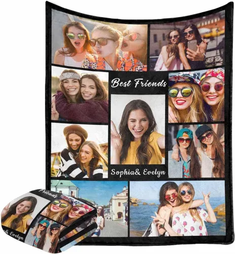 Miniatura 28 de Manta personalizada con fotos, manta personalizada con retrato familiar para padres, niños, perros y familia, manta personalizada para un día