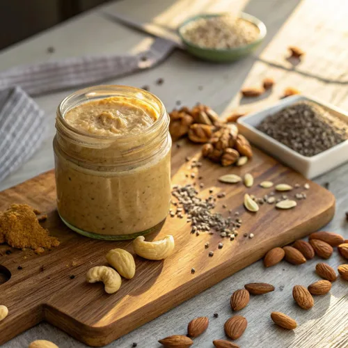 Miniatura 3 de Ground Up Mantequilla de almendras y anacardos - cardamomo de miel con semillas de chía - Sin maní, sin lácteos, sin gluten, vegana - 1 tarro de 12