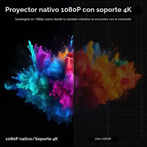 Miniatura 7 de [Aplicaciones integradas y actualización 2026] Mini proyector con Wifi y Bluetooth portátil, soporte nativo 1080P 4K proyector de película Keystone