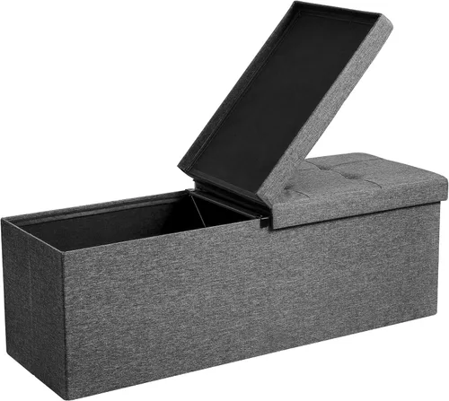 Miniatura 12 de SONGMICS Colección Mazie - Otomana de almacenamiento de 30 pulgadas, banco de almacenamiento plegable con tapa abatible, capacidad de carga de 660