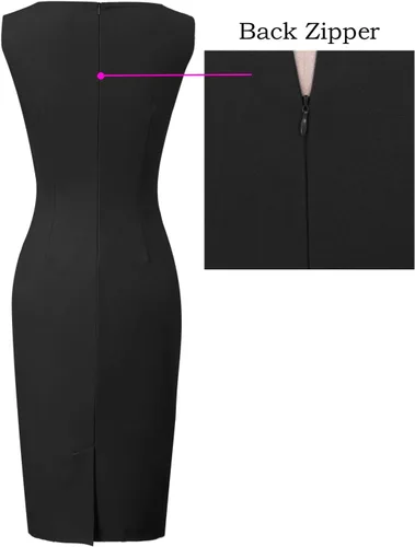 Miniatura 4 de VFSHOW Vestido ajustado para mujer, con cremallera frontal, para trabajo, negocios, oficina, elegante, profesional, para iglesia, fiesta, vestido
