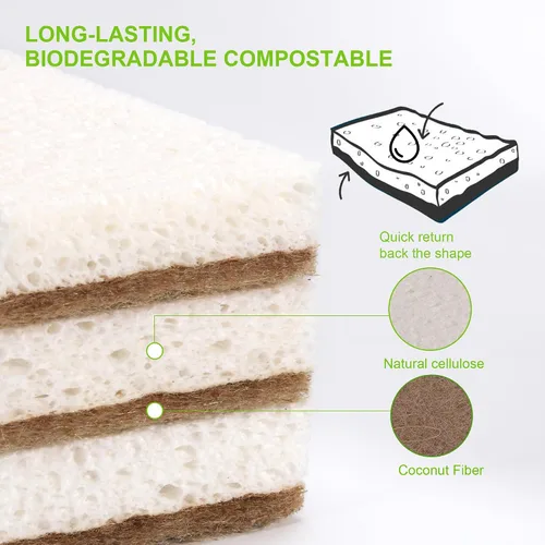Miniatura 4 de Esponjas naturales para platos, paquete de 12 – Keep Soap Esponja de cocina biodegradable Esponja de coco compostable – Esponjas de limpieza