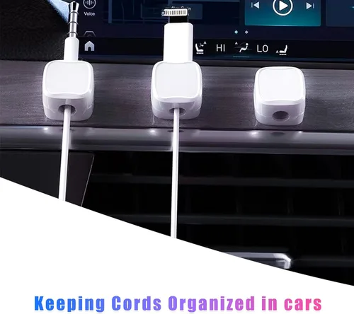 Miniatura 3 de Paquete de 12 soportes organizadores de cables (blanco) con adhesivo fuerte, fácil de abrir para el hogar, oficina, coche, mesita de noche