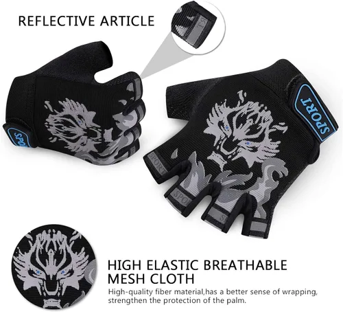 Miniatura 3 de Accmor Guantes de pesca para niños, guantes deportivos para niños, guantes de ciclismo para niños, guantes de medio dedo para ciclismo, camping