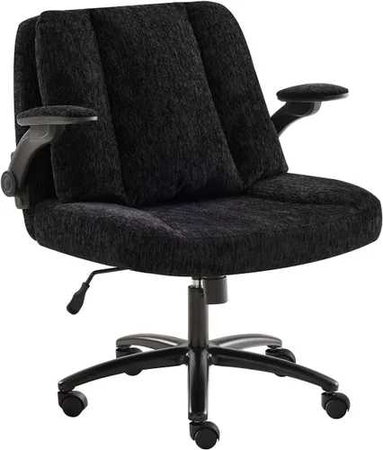 Silla de escritorio extragrande, para sentarse con piernas cruzadas, con cojín de respaldo y reposabrazos ajustables, fabricada en tela, con ruedas
