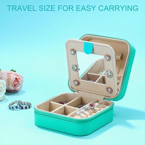 Miniatura 6 de Joyero de viaje - Joyero portátil pequeño, organizador de joyas, accesorios de viaje, esenciales para vacaciones, regalos de cumpleaños