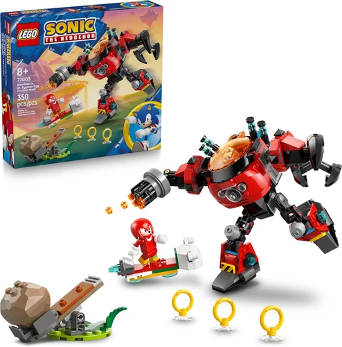 LEGO Sonic The Hedgehog Knuckles vs. Dr. Eggman Egg Crusher Mech Juego de Construcción de Juego de Simulación con 2 Minifiguras para Niños, Edades
