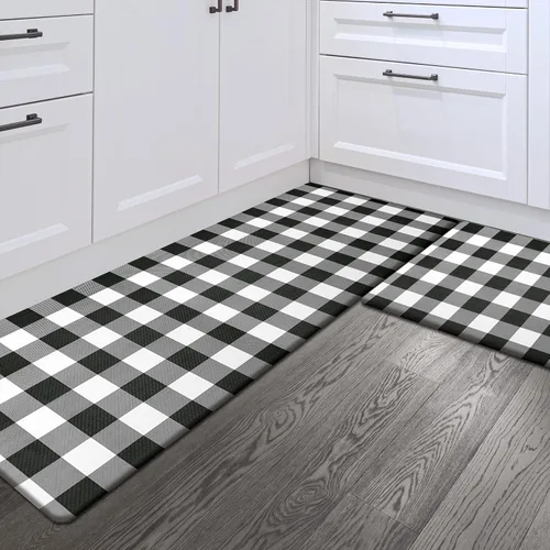 Sunlit Juego de 2 tapetes de cocina antifatiga, antideslizantes, impermeables, cómodos, de pie, 0.4 pulgadas de grosor, acolchados, alfombra de