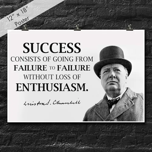 Miniatura 3 de JSC 386 Winston Churchill Success Classroom Póster 18 x 12 pulgadas Papel de póster brillante prémium de 100 libras