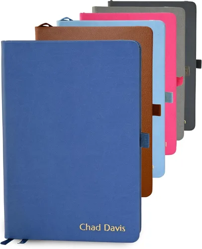 Promot - Cuaderno de Diario Rayado: Diario Personalizado con Texto en Relieve en Oro Metálico - A5 Azul 192 Páginas Rayadas 8.2 x 5.5 Pulgadas, 100