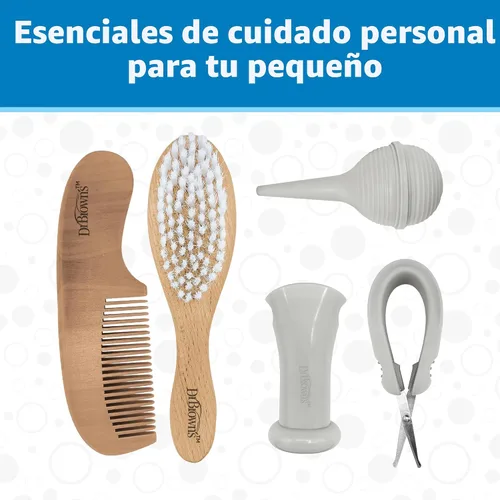 Miniatura 4 de Kit de Esenciales para el Cuidado del Bebé de Dr. Brown, Tijeras para Uñas con Estuche, Aspirador Nasal, Cepillo y Peine para Caspa de Cuna, Libre