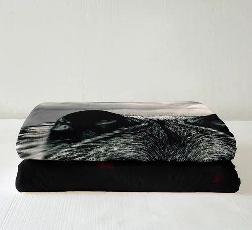 Miniatura 4 de Manfei Manta de lobo para niños, diseño de lobo con rosas rojas y flores para sofá, temática de animales, para todas las estaciones, para niños