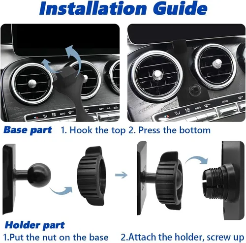 Miniatura 6 de Soporte de teléfono para automóvil para Mercedes Benz Clase C 2019-2021 y Clase GLC 2020-2022 [compatible con funda gruesa] Soporte de teléfono
