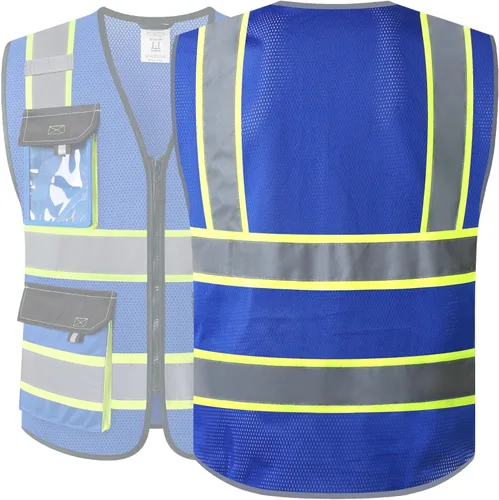 Miniatura 5 de JKSafety Hi Vis Chalecos de Seguridad Reflectantes para Hombres y Mujeres Chaleco de Alta Visibilidad con Bolsillos Construcción de Tela de Malla
