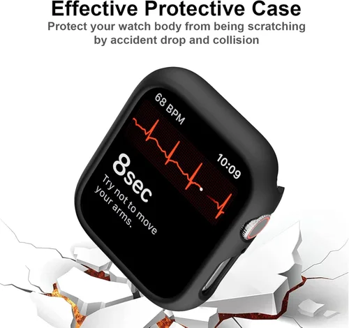 Miniatura 5 de Paquete de 5 fundas con protector de pantalla de vidrio templado para Apple Watch Series 9 8 7 de 45 mm, cubierta protectora ultrafina y delgada