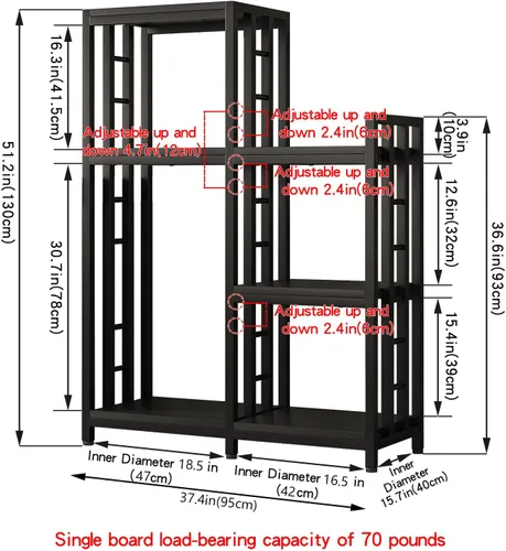 Miniatura 2 de Soporte para microondas de 6 niveles, estante independiente para hornear de cocina, estante de altura ajustable, estante para especias, mini nevera