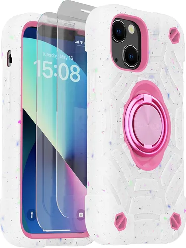 Miniatura 16 de KCJ Funda para iPhone SE 2022/2020, iPhone 8/7/6/6S, con [2×Protectores de Pantalla][Soporte de Anillo] Silicona Suave+PC Duro Protección Completa
