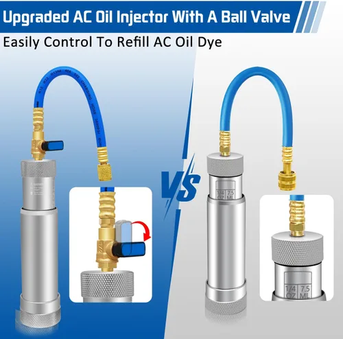 Miniatura 2 de Kit de Inyector de Aceite y Tinte de AC Boltigen, Herramientas de Inyección de Aceite y Tinte de A/C con Acoplados Rápidos Ajustables R134a R1234YF