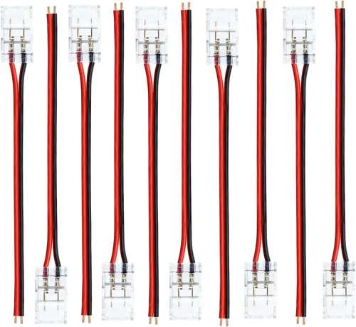 Miniatura 16 de LightingWill Conectores LED de 2 pines de 0.315 in, 10 unidades DC hembra conector transparente sin soldadura, conector de luz de cinta LED 2