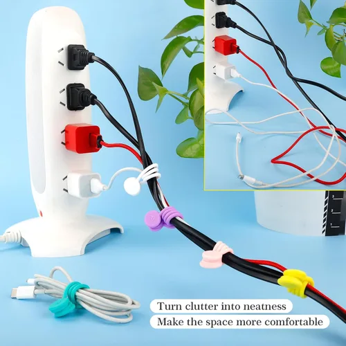 Miniatura 7 de Bridas magnéticas para cables, organizadores de cables magnéticos de silicona reutilizables para agrupar, clips de refrigerador, marcadores