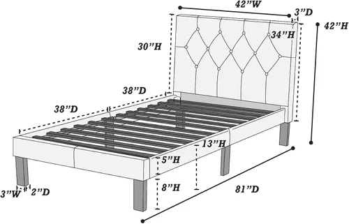 Miniatura 3 de Poundex - Cama tapizada de poliuretano, Vinilo