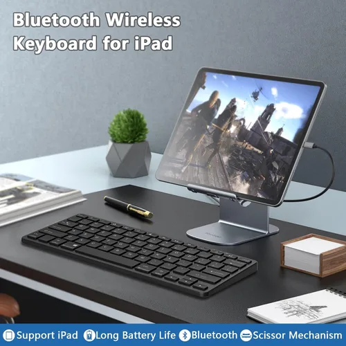 Miniatura 7 de TaIYanG Teclado Bluetooth para iPad Teclado inalámbrico compatible con iPad 10ª/10.2 (9ª/8ª/7ª generación), Air 5ª/4ª, Pro 11/12.9, 9.7, Mini y Negro