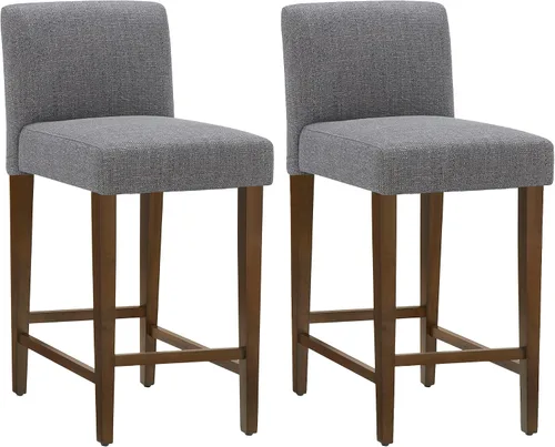 Miniatura 12 de CHITA Juego de 2 taburetes de bar de altura de mostrador, taburetes de bar tapizados de altura de asiento de 27 pulgadas, cuero sintético en negro