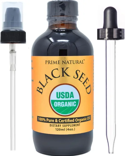 Miniatura 4 de Aceite de semilla negra orgánico Prime Natural 120 mL - Prensado en frío sin refinar, alto contenido de timoquinona 1.7%, certificado USDA - Origen