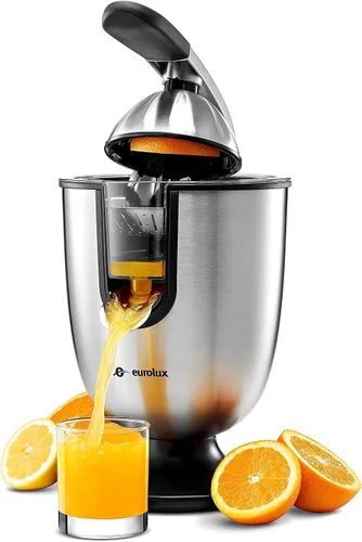 Miniatura 9 de Eurolux Exprimidor eléctrico de naranja Exprimidor de cítricos profesional de acero inoxidable con mango de agarre suave para exprimir sin