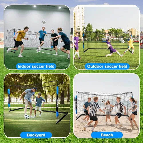 Miniatura 4 de Portería de fútbol de 12 x 6 pies/6 x 4 pies, portería de fútbol portátil para patio trasero, fácil de transportar, fácil de instalar, viene con 1
