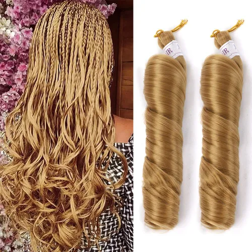 Miniatura 20 de Cabello rizado francés trenzado para trenzas de caja, 8 paquetes de 12 pulgadas, 3.00 oz/paquete, cabello trenzado de onda suelta, extensiones