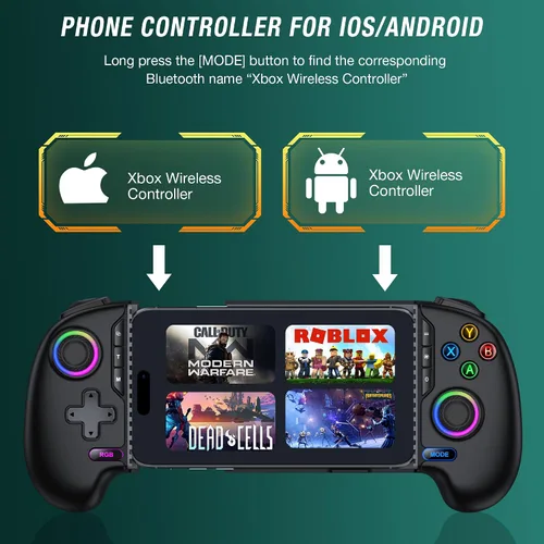 Miniatura 2 de Wireless Mobile Game Controller for iPhone & Android – Hall Effect Joystick & Triggers, Programmable Back Buttons, Phone Case Support, Compatible